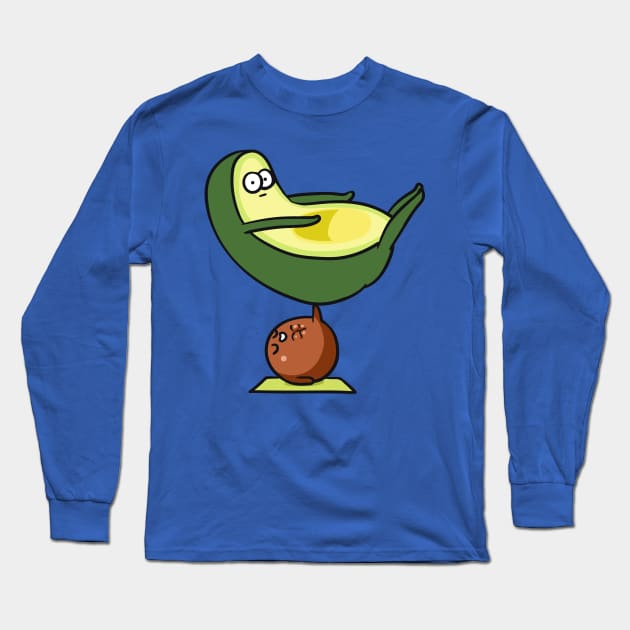 Strong Core Avocado Acro Yoga Long Sleeve T-Shirt by huebucket